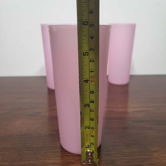 Tupperware #115 Pink 12 Ounce Plastic Stackable Drinking Cups Set Of 4 Like New - Picture 5 of 6